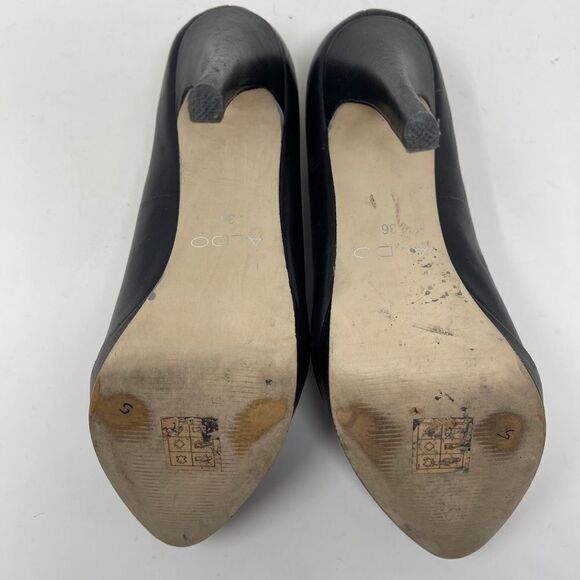 Aldo Women's Platform Pump Heels Almond Toe Black Leather Size EU 36 - Picture 6 of 11